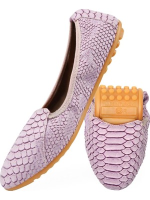 Rollbab Lilac Dragon Belle Snake Kadın Katlanabilir Babet Ayakkabı