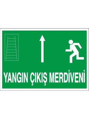 Okularenkkat Yangın Çıkış Merdiveni Yukarı Ok Uyarı Levhası
