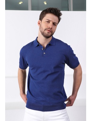 Ferraro Indigo Polo Yaka Düz Renk Erkek Pamuk Triko T-Shirt