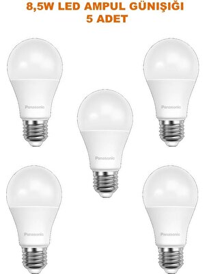 Panasonic 8,5W LED Ampul E-27 Kalın Duylu Günışığı 5 Adet