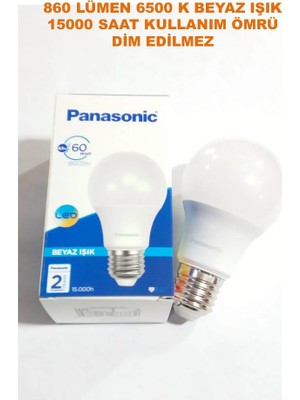 Panasonic 8,5W LED Ampul E-27 Kalın Duylu Beyaz Işık 10 Adet