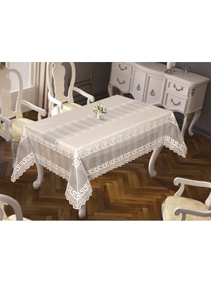 Çeyiz Diyarı Versage Jakarlı Masa Örtüsü Krem 160X220 cm