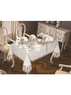 Çeyiz Diyarı Grape Masa Örtüsü 26 Parça Krem