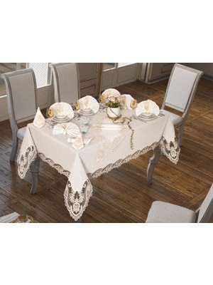 Çeyiz Diyarı Ihtişam Masa Örtüsü 26 Parça Krem