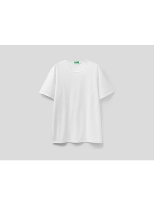 United Colors Of Benetton Bisiklet Yaka Slub T-Shirt