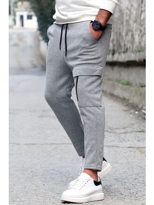 Madmext Gri Cepli Erkek Eşofman 4834