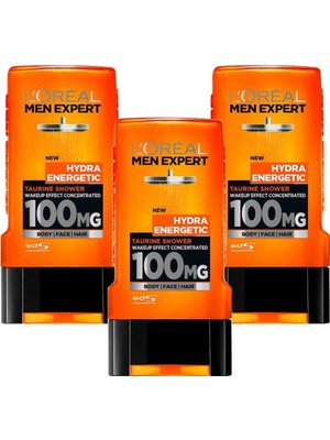 L'Oréal Paris Men Expert Hydra Energetic Taurin Içeren Duş Jeli 300 Ml 3'Lü Set