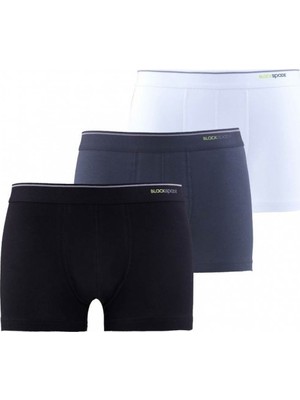 Erkek Siyah Beyaz Antrasit 3'lü Boxer - BLK9670