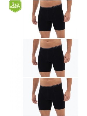Tender Cotton 3'lü Uzun Paça Siyah Boxer 9683