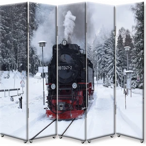 Kara Tren 5 Kanat Tekerlekli Kanvas Paravan