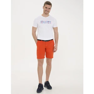 Pierre Cardin Turuncu Standart Fit Keten Karışımlı Bermuda Şort 50233248-VR186