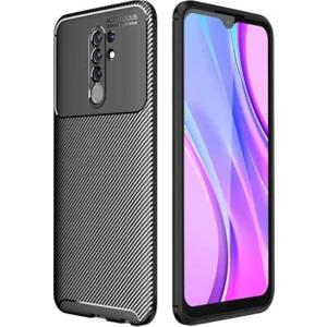 Xiaomi Redmi 9 Karbon Tasarımlı Kapak - Siyah