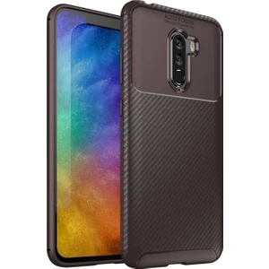 Xiaomi Pocophone F1 Karbon Tasarımlı Kapak - Kahverengi