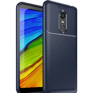 Xiaomi Redmi 5 Plus Karbon Tasarımlı Kapak - Lacivert