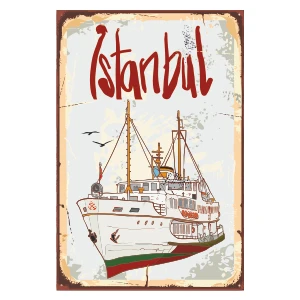 Hayat Poster Istanbul Vapur Retro Ahşap Poster 20X30 cm