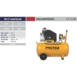 2 HP50 Lt Kompresör Hava Proter