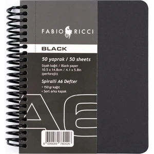 Fabio Ricci Black A6 Spiralli Çizim Defteri 10,5X14,8 cm Siyah