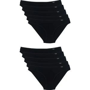 Kadın Siyah  10'lu Paket Likralı Slip Külot