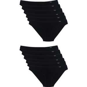 Kadın Siyah 12'li  Paket Likralı Slip Külot