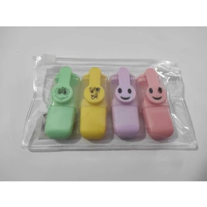 Emojili 4'lü Fosforlu Kalem Seti Pastel Renkler
