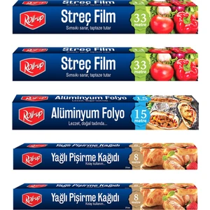 Streç Film - Alüminyum Folyo Pişirme Kağıdı 5 Parça Ekonomik Mutfak Seti 1