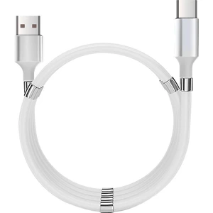 MF Product Jettpower 0597 Mıknatıslı Sarma Type-C Şarj Kablosu 1 m Beyaz