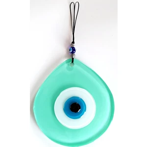 Su Yeşili Damla Model Cam Nazar Boncuklu El Yapımı Duvar Süsü