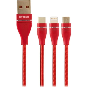 HY-X505 1.2m 3A Lightning 3 In 1  Şarj Kablosu Kırmızı