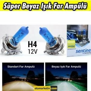 H4 Sentinel Marka Xenon Görünümlü Beyaz Işık Ampul Seti 5000 K