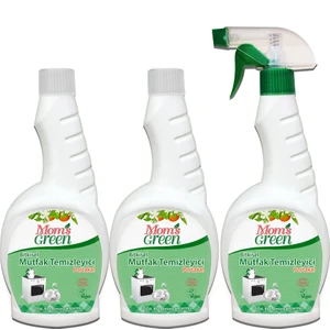 Mom's Green 3'lü Set- Bitkisel Mutfak Temizleyici Yağ Sökücü Sprey Portakal (750 ml x 3  Adet)