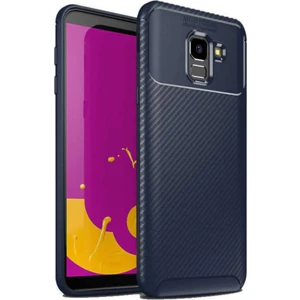 Case World Samsung Galaxy J6 Karbon Tasarımlı Kapak Lacivert