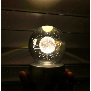 Dekoratif Rengarenk Işıklı Satürn Kızlı Cam Küre