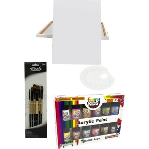 25 x 35 cm Tuval Rich Funny Kids 20 ml Akrilik 12'li 4'lü Set