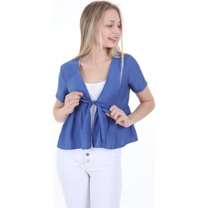 Disentis Modest Önden Bağlamalı Yarım Kollu Indigo Bolero
