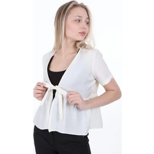 Disentis Modest Önden Bağlamalı Yarım Kollu Ekru Bolero