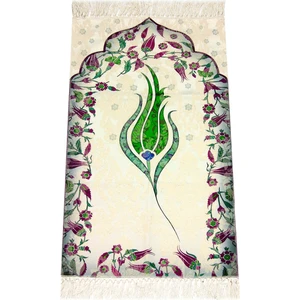 Çocuk Seccadesi - Lale Desenli - Yeşil Renk