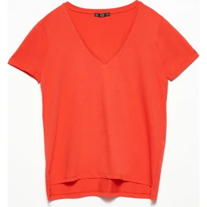 3470 V Yaka Basic T-Shirt-Kırmızı
