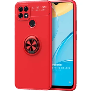 Oppo A15S Kılıf Kickstand Ring Holder Kırmızı