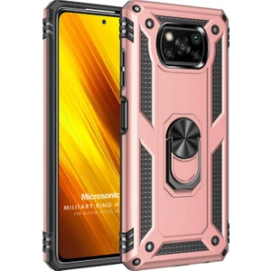 Xiaomi Poco X3 Nfc Kılıf Military Ring Holder Rose Gold
