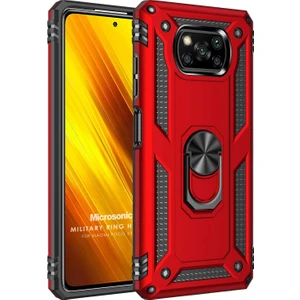 Xiaomi Poco X3 Nfc Kılıf Military Ring Holder Kırmızı