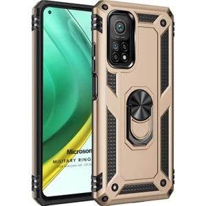 Xiaomi Mi 10T Kılıf Military Ring Holder Gold