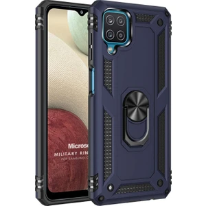 Samsung Galaxy A12 Kılıf Military Ring Holder Lacivert