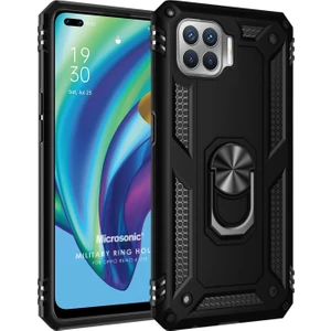 Oppo Reno 4 Lite Kılıf Military Ring Holder Siyah