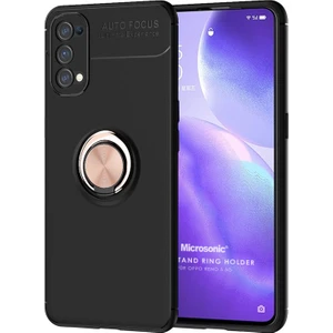 Oppo Reno 5 5g Kılıf Kickstand Ring Holder Siyah Rose