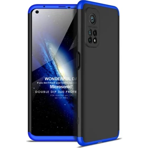 Xiaomi Mi 10T Kılıf Double Dip 360 Protective Siyah Mavi