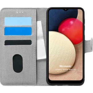 Samsung Galaxy A02S Kılıf Fabric Book Wallet Gri