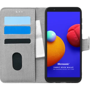 Samsung Galaxy A01 Core Kılıf Fabric Book Wallet Gri