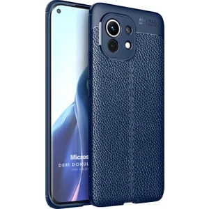 Xiaomi Mi 11 Kılıf Deri Dokulu Silikon Lacivert