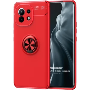 Xiaomi Mi 11 Kılıf Kickstand Ring Holder Kırmızı