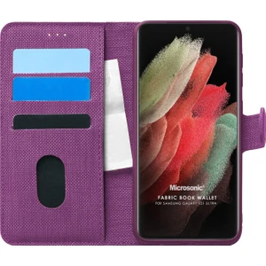 Samsung Galaxy S21 Ultra Kılıf Fabric Book Wallet Mor